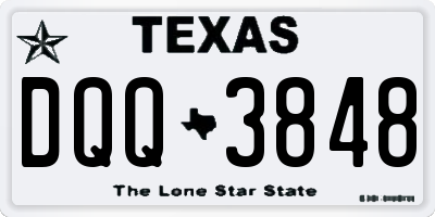 TX license plate DQQ3848