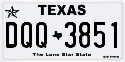TX license plate DQQ3851