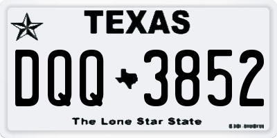 TX license plate DQQ3852