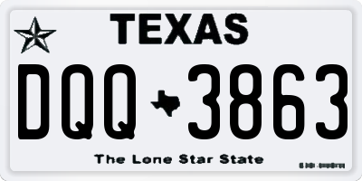 TX license plate DQQ3863
