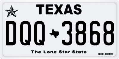 TX license plate DQQ3868