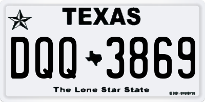 TX license plate DQQ3869