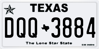 TX license plate DQQ3884