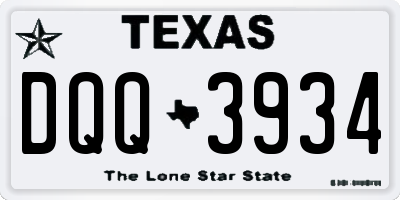 TX license plate DQQ3934