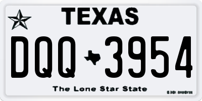 TX license plate DQQ3954