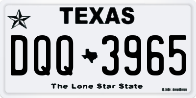 TX license plate DQQ3965