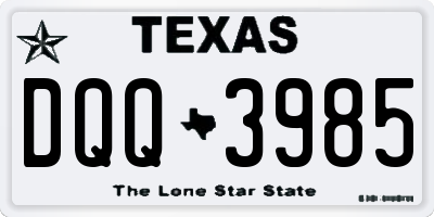 TX license plate DQQ3985