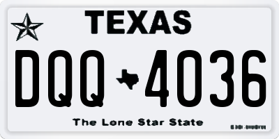 TX license plate DQQ4036