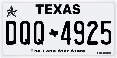 TX license plate DQQ4925