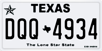 TX license plate DQQ4934