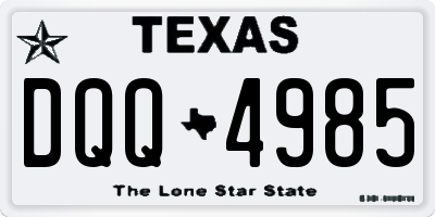 TX license plate DQQ4985