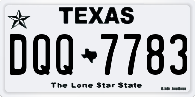 TX license plate DQQ7783