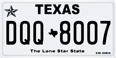 TX license plate DQQ8007