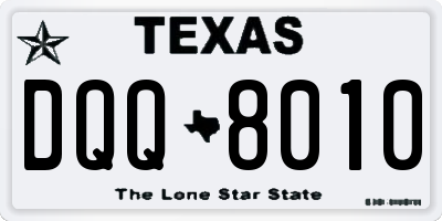 TX license plate DQQ8010