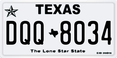 TX license plate DQQ8034