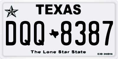 TX license plate DQQ8387