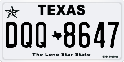 TX license plate DQQ8647