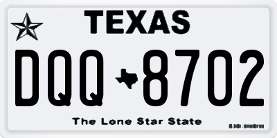 TX license plate DQQ8702