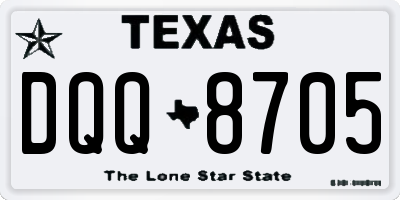 TX license plate DQQ8705