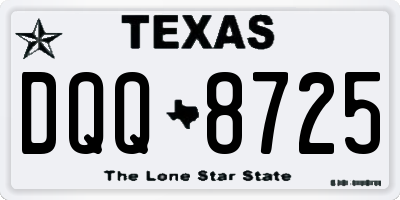TX license plate DQQ8725