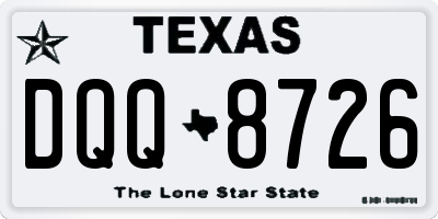 TX license plate DQQ8726