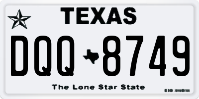 TX license plate DQQ8749
