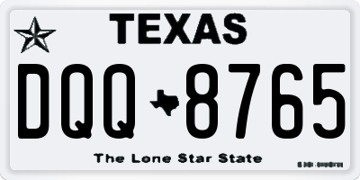 TX license plate DQQ8765