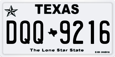 TX license plate DQQ9216