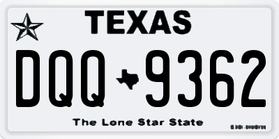TX license plate DQQ9362