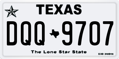 TX license plate DQQ9707