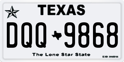 TX license plate DQQ9868