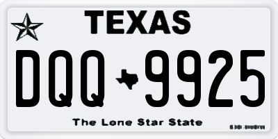 TX license plate DQQ9925