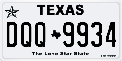 TX license plate DQQ9934