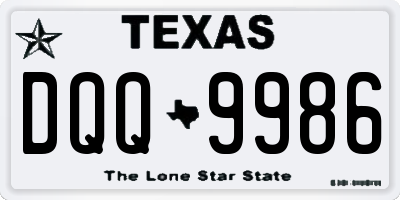 TX license plate DQQ9986