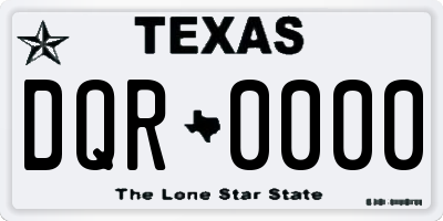 TX license plate DQR0000