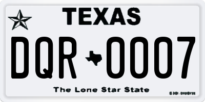 TX license plate DQR0007