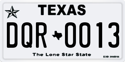 TX license plate DQR0013