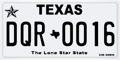 TX license plate DQR0016