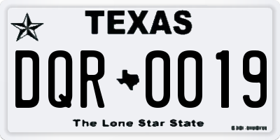 TX license plate DQR0019