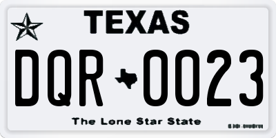 TX license plate DQR0023