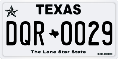 TX license plate DQR0029