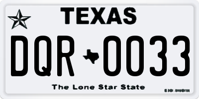 TX license plate DQR0033