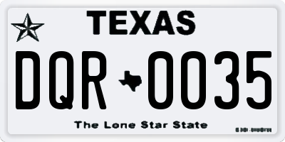TX license plate DQR0035