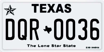 TX license plate DQR0036