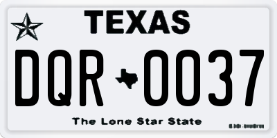 TX license plate DQR0037