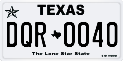 TX license plate DQR0040