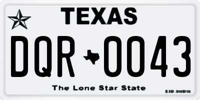 TX license plate DQR0043
