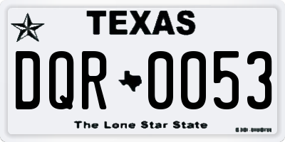 TX license plate DQR0053