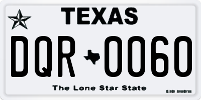 TX license plate DQR0060