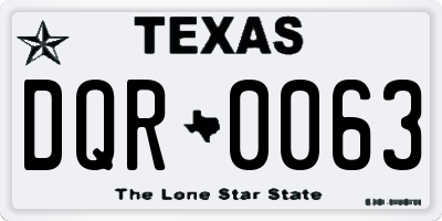 TX license plate DQR0063